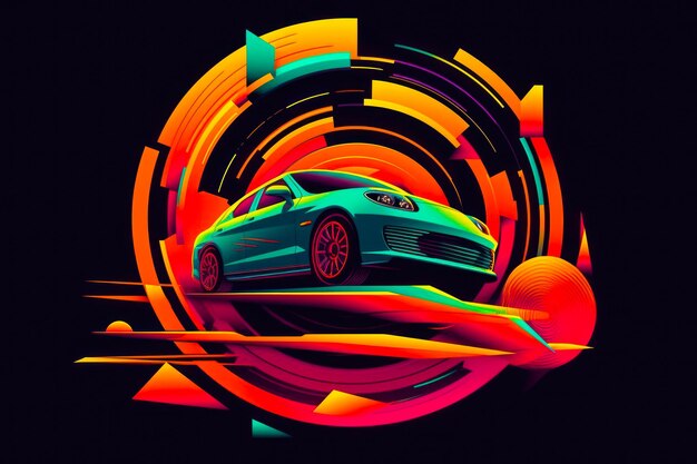 Photo colorful painted car logo generative ai generative ai