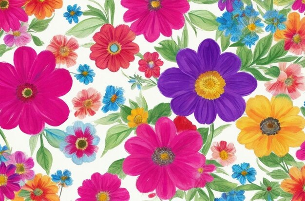 Colorful painted flowers decorative background