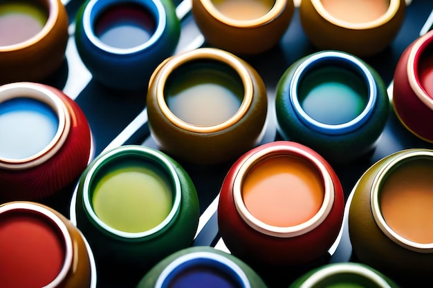 Colorful painted pipes in a row