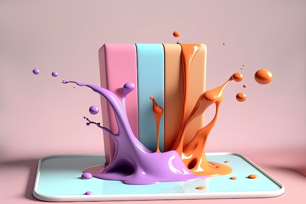 Colorful painted splash background with pastel colors Generative AI