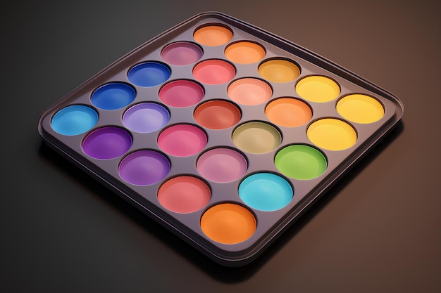 Colorful painter on a tray 3d rendering