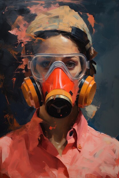 Colorful painting abstract worker portrait image