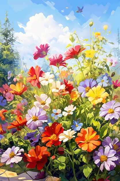 colorful painting blossom