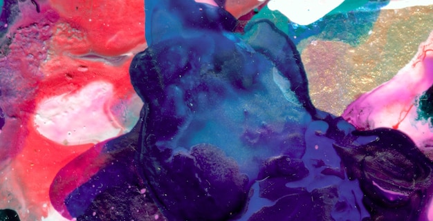 A colorful painting of a blue and purple liquid with the word love on it.