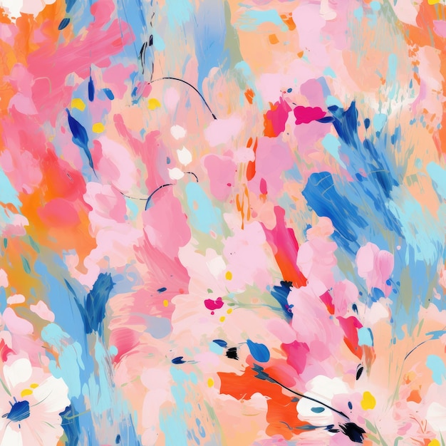 Colorful Painting Brushstroke Impressionism Style Seamless Pattern Monet Background Wallpaper