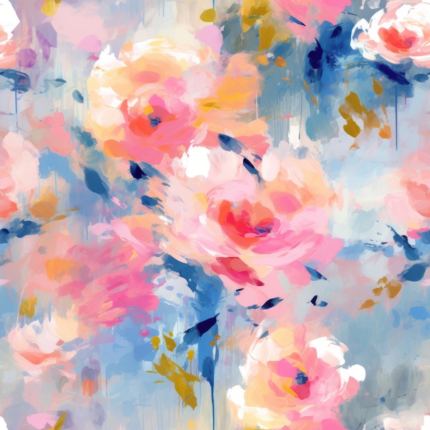Colorful Painting Brushstroke Impressionism Style Seamless Pattern Monet Background Wallpaper