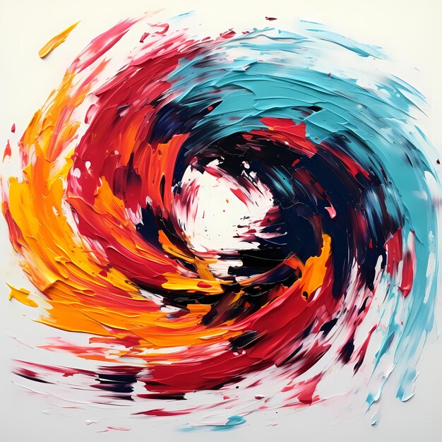 A colorful painting of a circle with red and blue colors