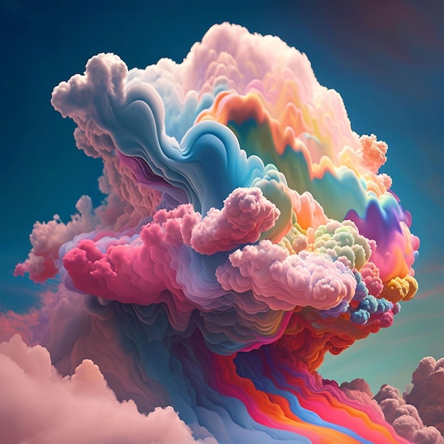 A colorful painting of a cloud with the word cloud on it