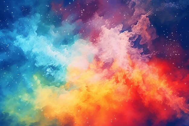 A colorful painting of a cloud