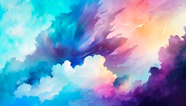 A colorful painting of clouds