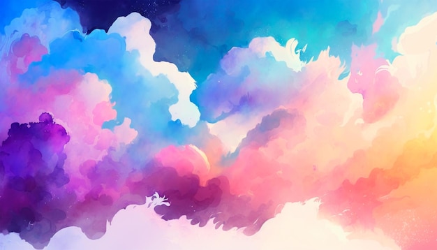 A colorful painting of clouds