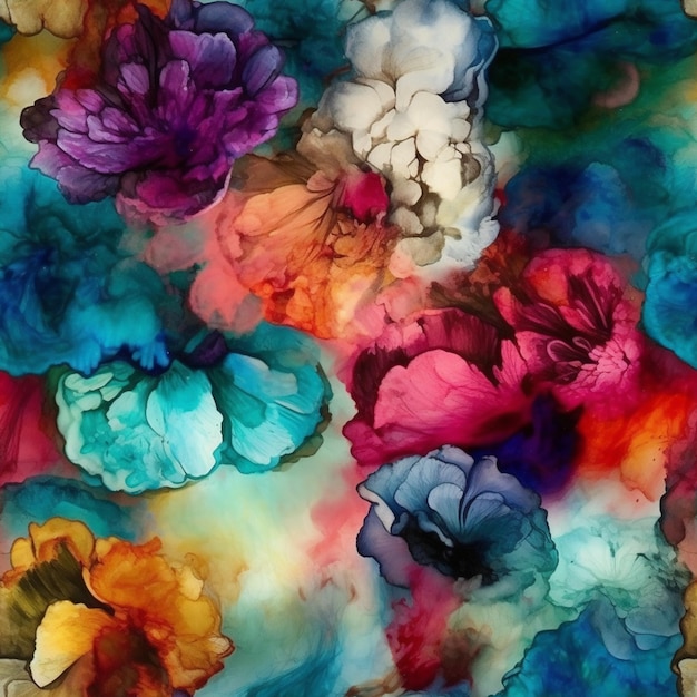 A colorful painting of a colorful flower.