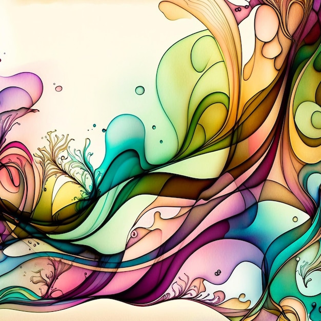 A colorful painting of a colorful wave