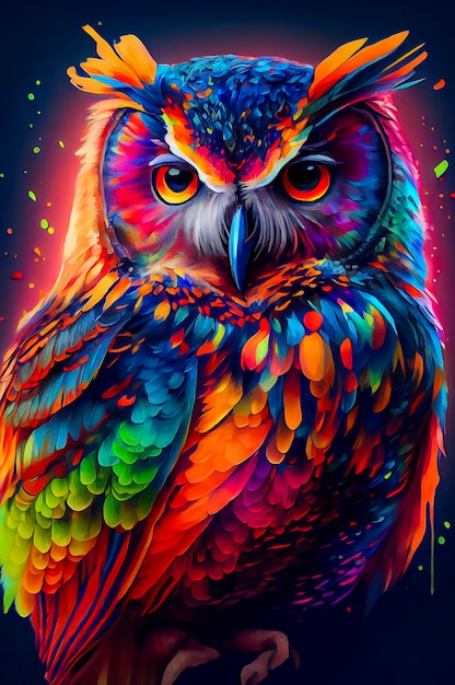 Colorful painting of a cute owl