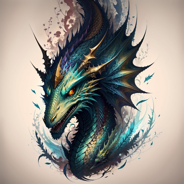 Colorful painting of a dragon