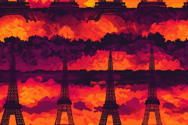 A colorful painting of the eiffel tower in paris