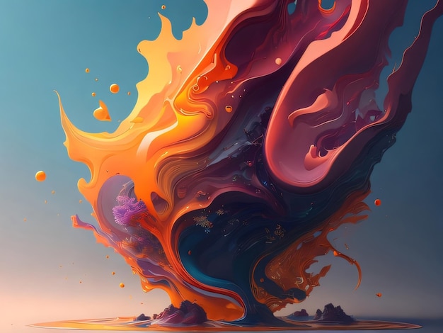 A colorful painting of a fire and the word fire on it