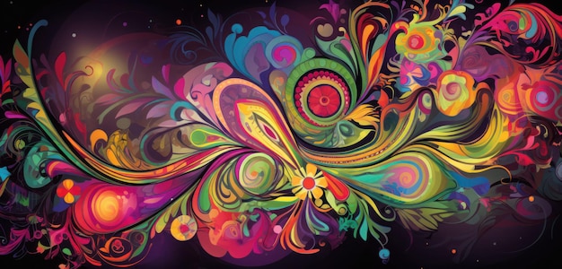 A colorful painting of a flower