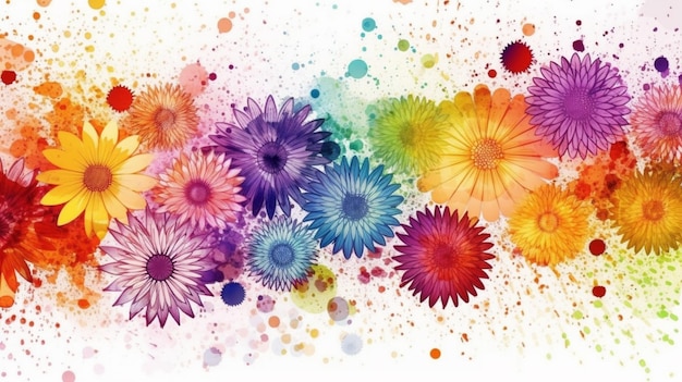 A colorful painting of flowers with the word flower on it