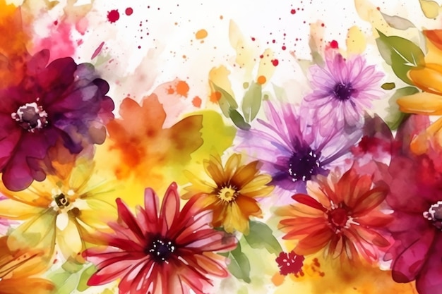 A colorful painting of flowers with the word on it