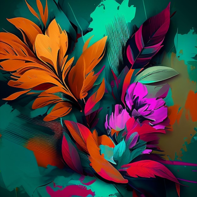 A colorful painting of flowers with the word " on it "