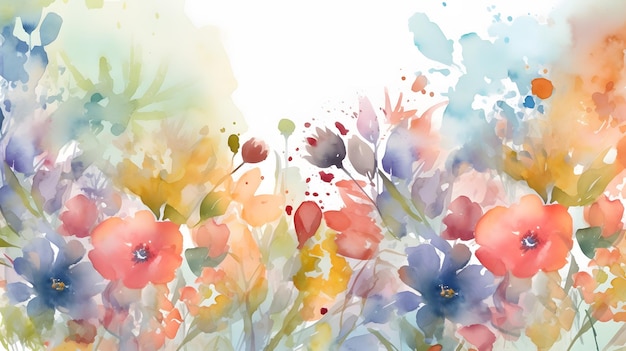 「春」という言葉が描かれたカラフルな花の絵