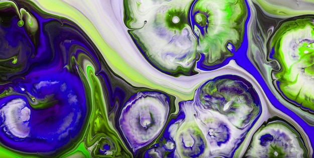 A colorful painting of a green and blue swirl