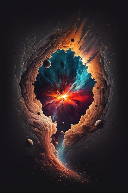 A colorful painting of a hole in the center of the image