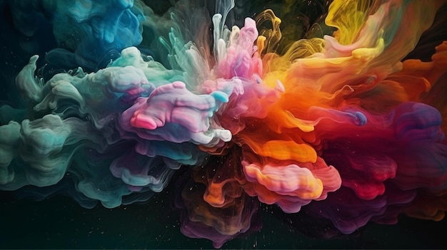 A colorful painting of a liquid explosion
