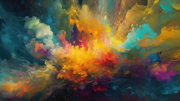 A colorful painting of a liquid explosion