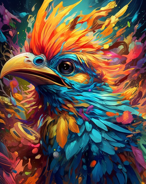 신비한 환상의 새를 그린 다채로운 그림