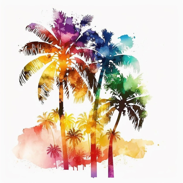 Premium AI Image | A colorful painting of palm trees with the word palm ...