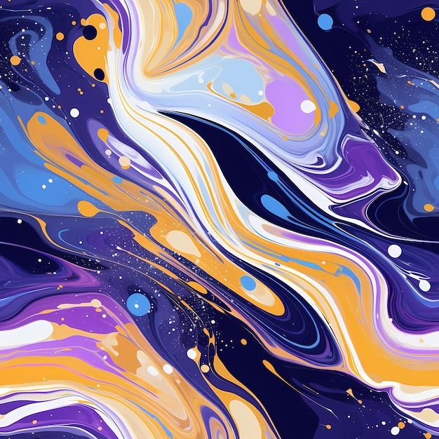 A colorful painting of a purple and orange colored water.