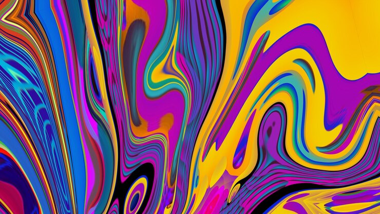 Photo a colorful painting of a rainbow colored liquid