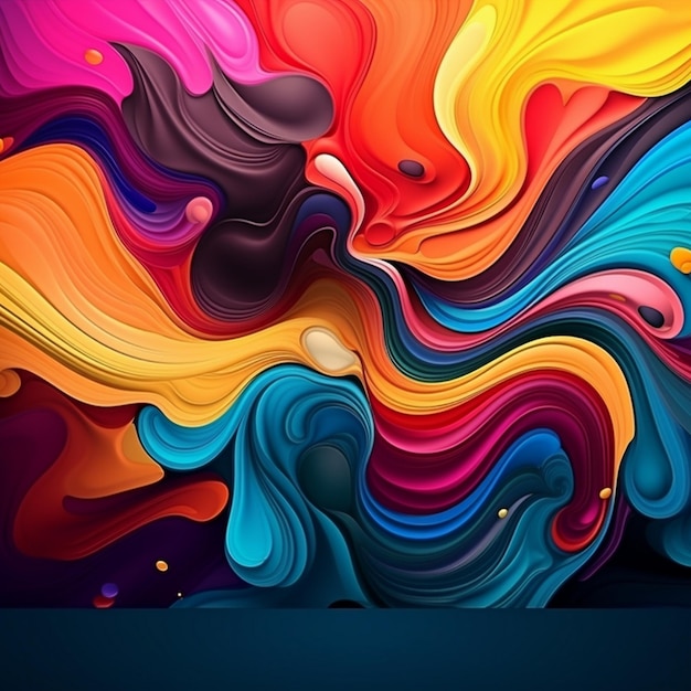 虹色の液体をカラフルに描いた作品。