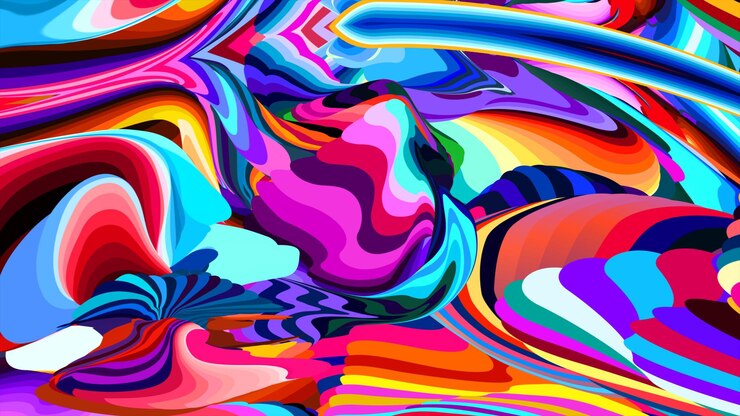 Photo a colorful painting of a rainbow colored material