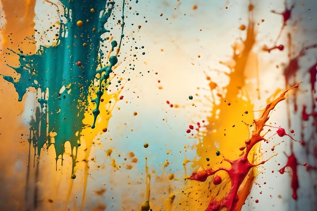 A colorful painting of a rainbow colored water splash