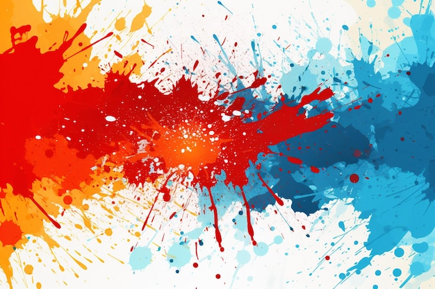 a colorful painting of a red blue and orange splashes of paint