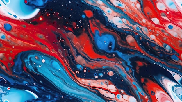 A colorful painting of a red and blue swirl with the words'red'on it