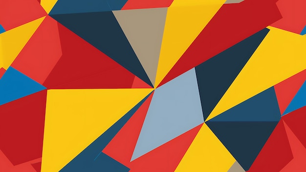 a colorful painting of a red blue and yellow triangle