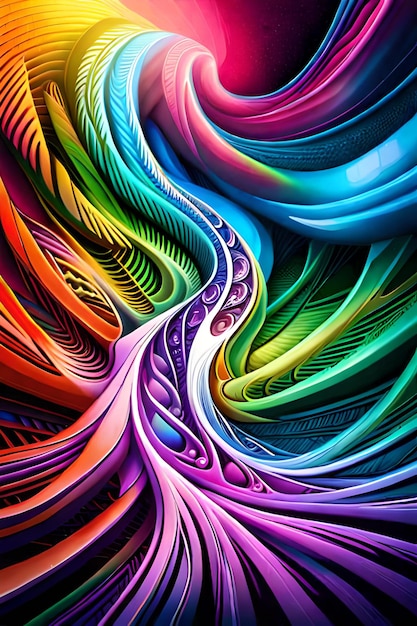 A colorful painting of a spiral of colors