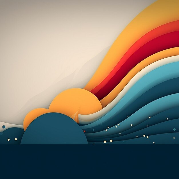 A colorful painting of a sunset with a colorful background