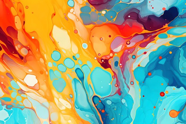 A colorful painting of a water splash and the colors of the rainbow