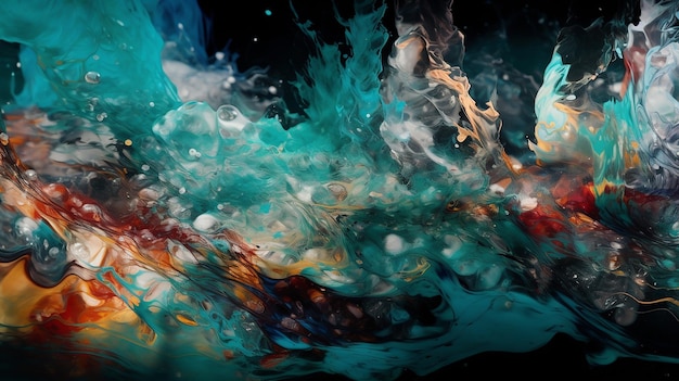 A colorful painting of a water splash Generative ai