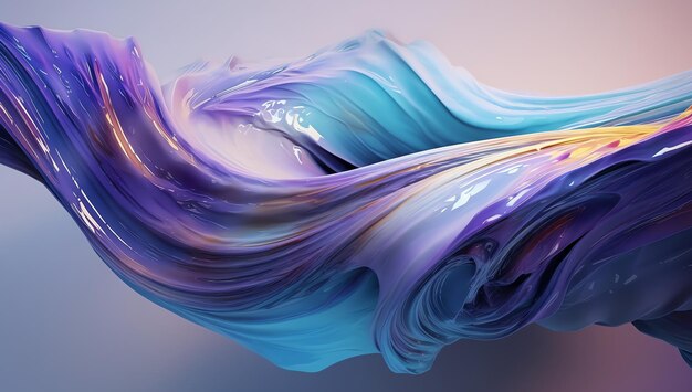 A colorful painting of a wave with a purple and blue background