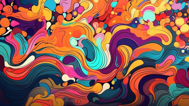 A colorful painting with a black background and a colorful background.