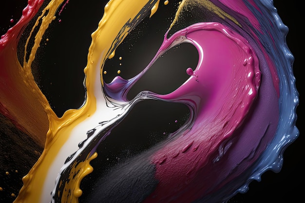 A colorful painting with a black background