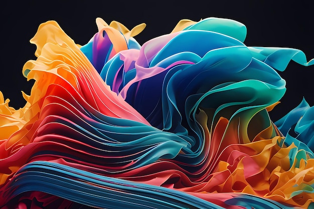 A colorful painting with a black background