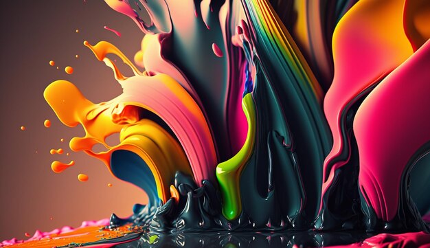 A colorful painting with a black background