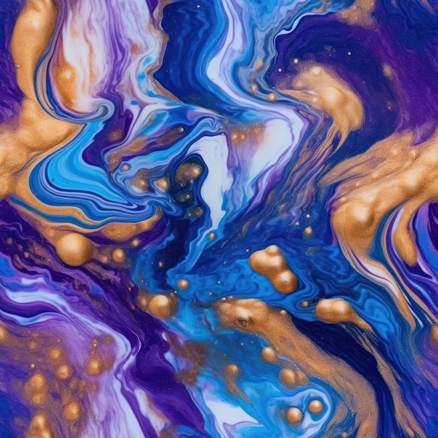 A colorful painting with a blue and purple swirls.